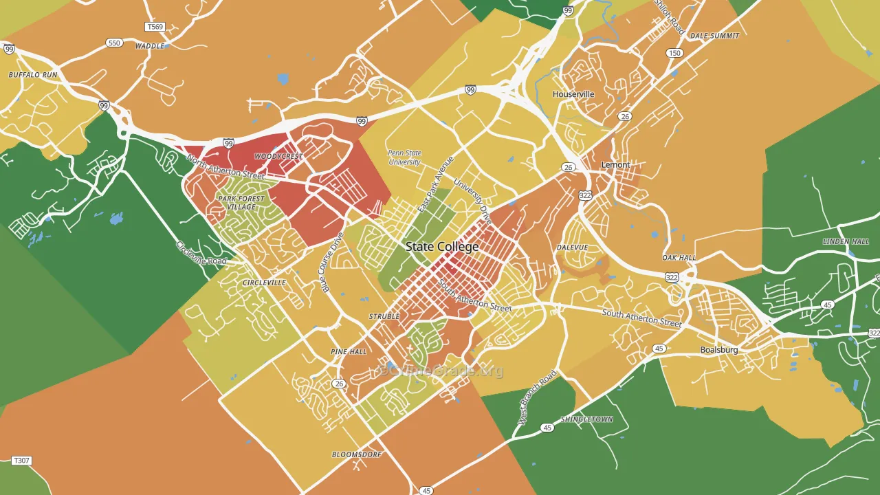 State College, PA Map of Burglary Rates