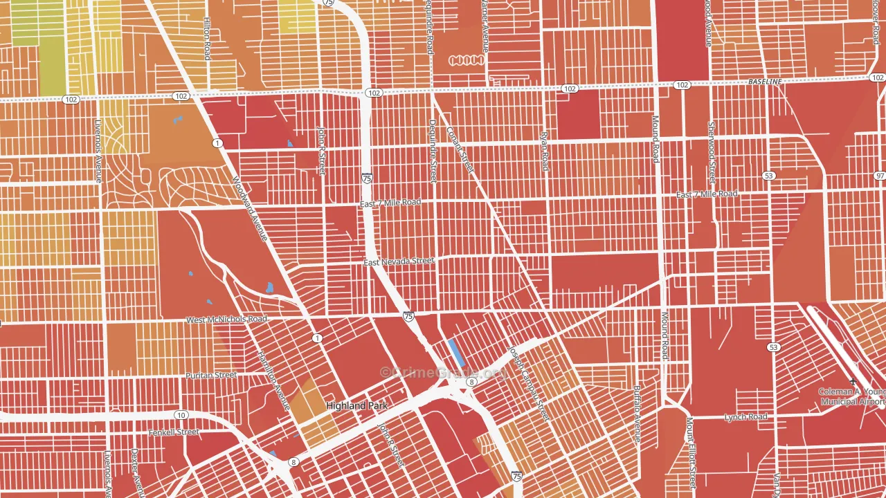 State Fair-Nolan, Highland Park, MI Map of Burglary Rates