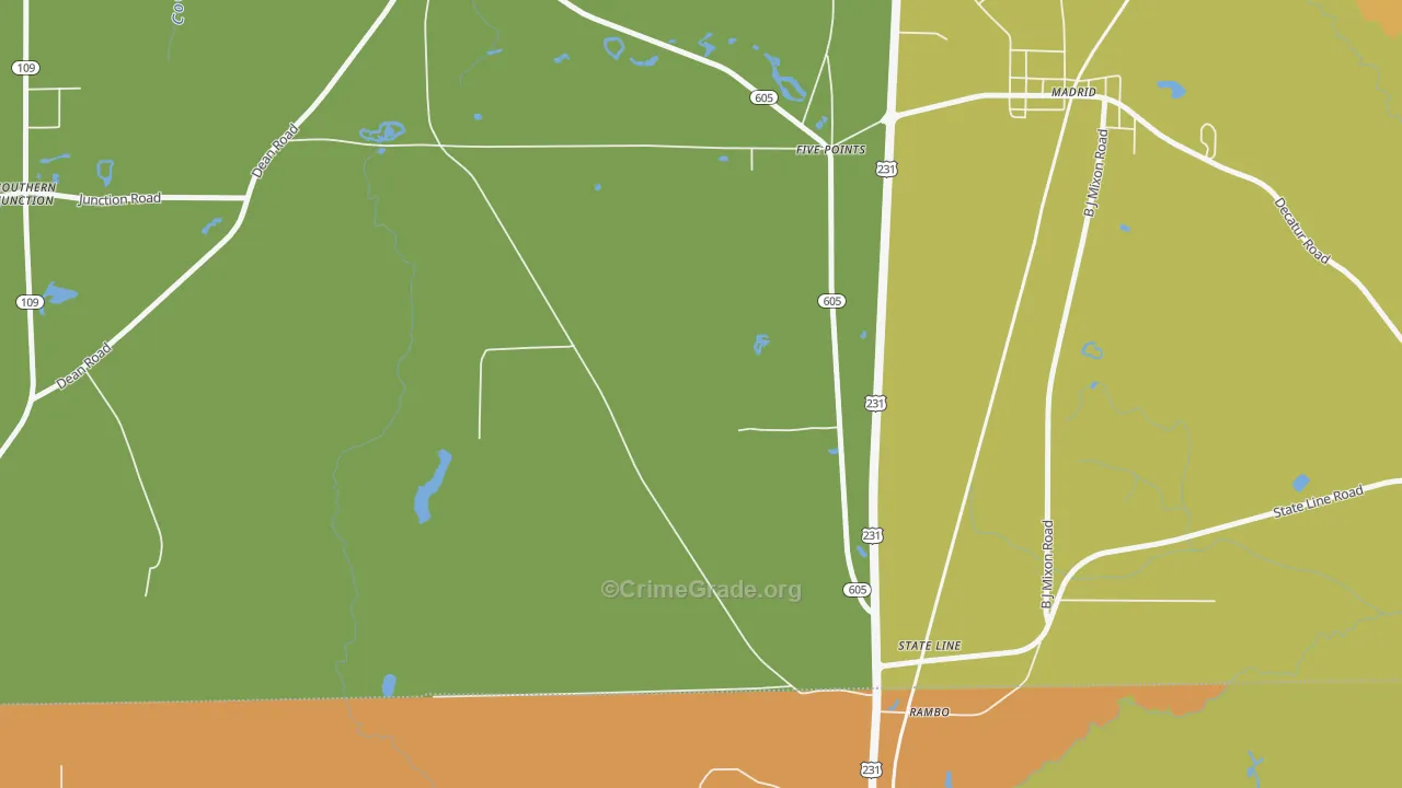 State Line, AL Map of Burglary Rates