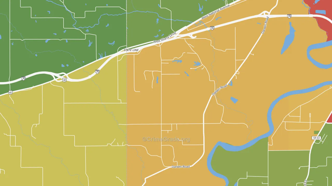 State Line, IN Map of Burglary Rates
