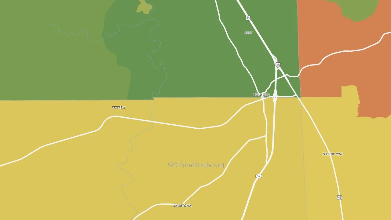State Line, MS Map of Burglary Rates