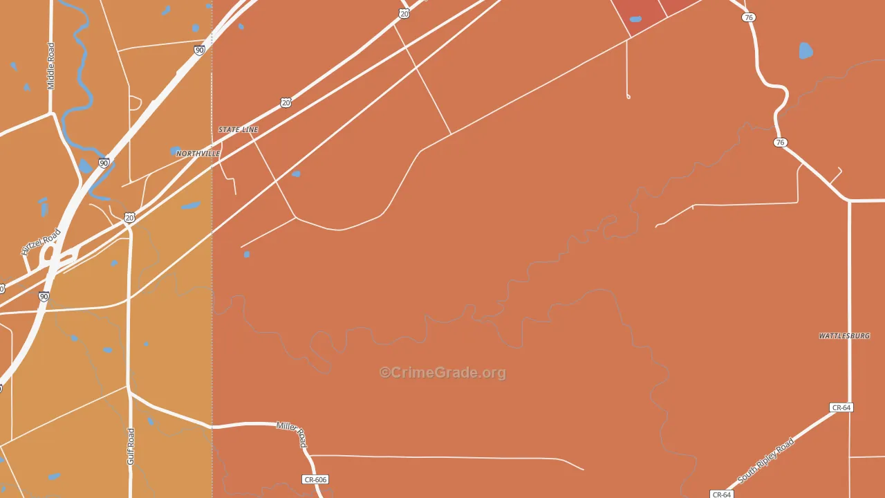 State Line, NY Map of Burglary Rates