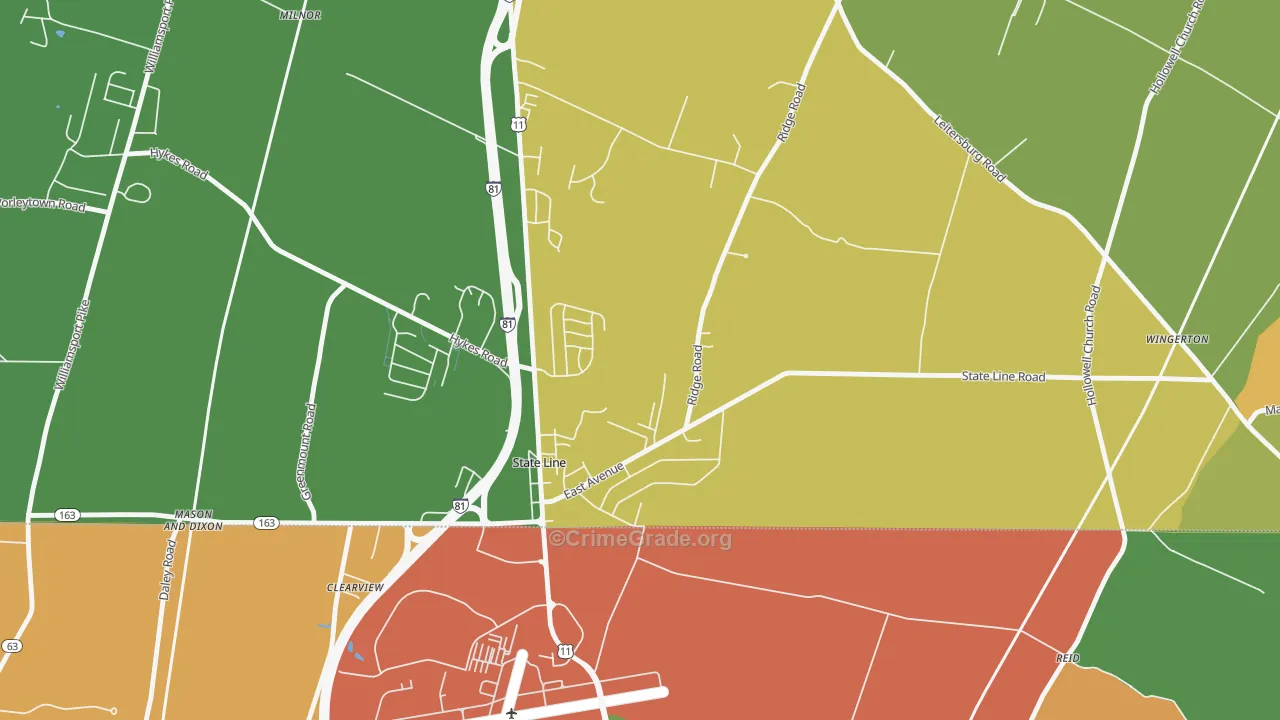 State Line, PA Map of Burglary Rates