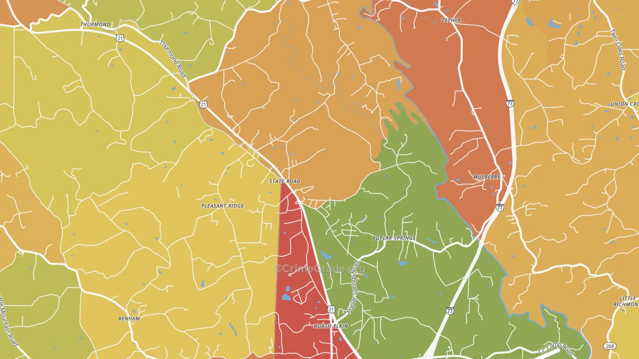 State Road, NC Map of Burglary Rates