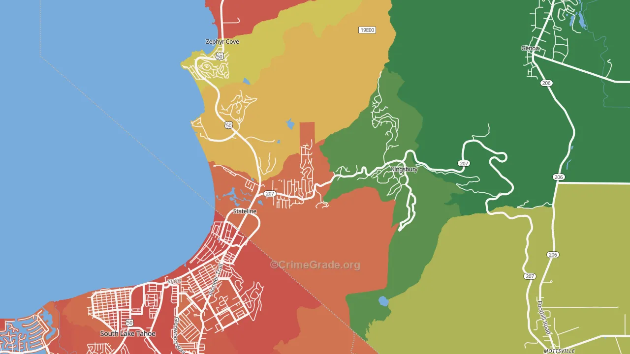 Stateline, NV Map of Burglary Rates