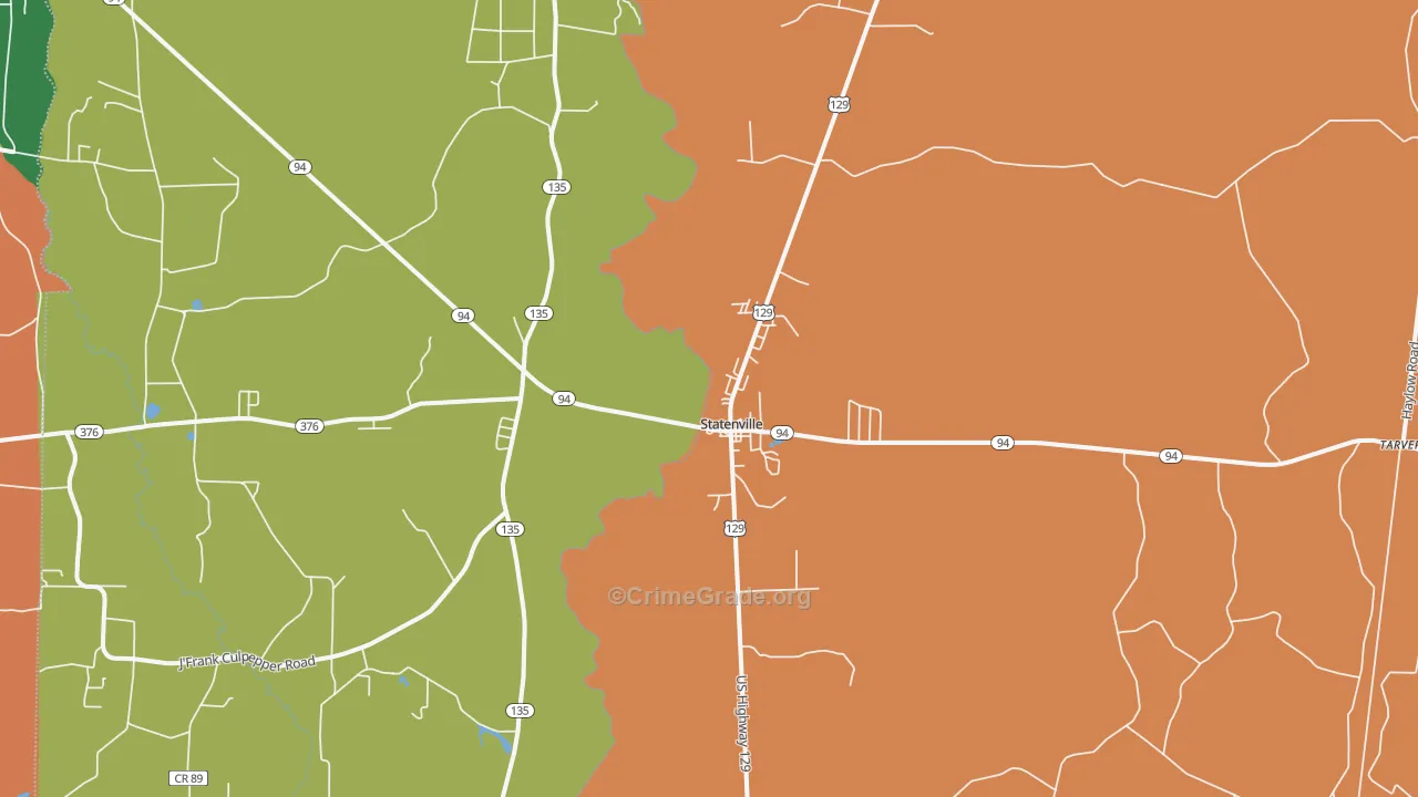 Statenville, GA Map of Burglary Rates