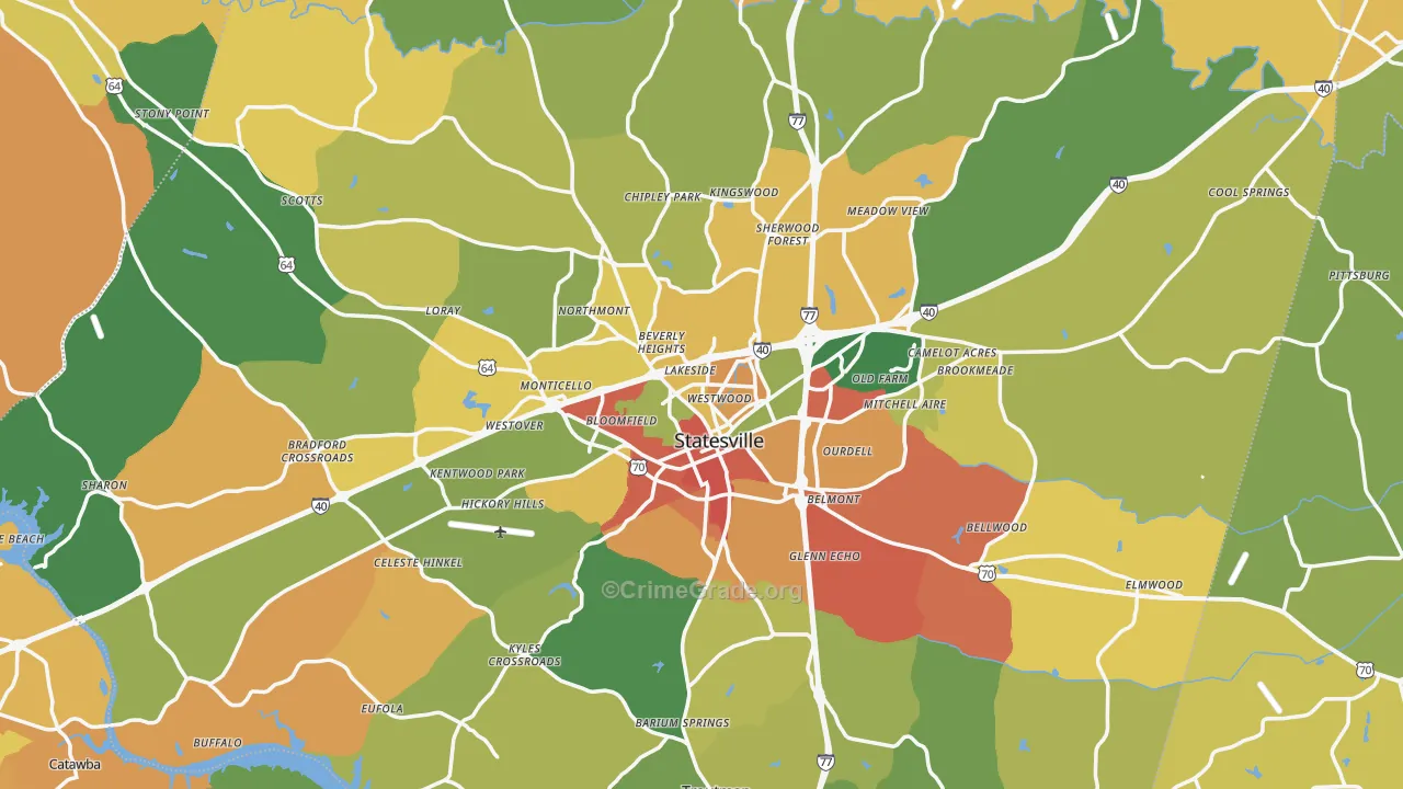 Statesville, NC Map of Burglary Rates