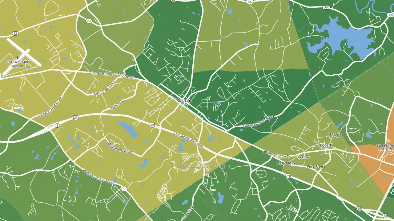 Statham, GA Map of Burglary Rates