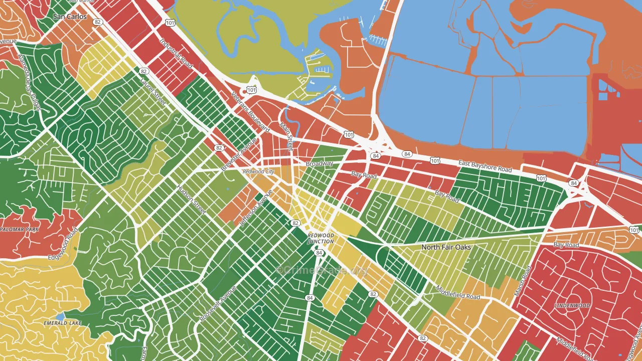 Staumbaugh Heller, Redwood City, CA Map of Burglary Rates