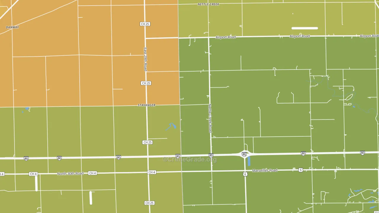 Stavanger, IL Map of Burglary Rates