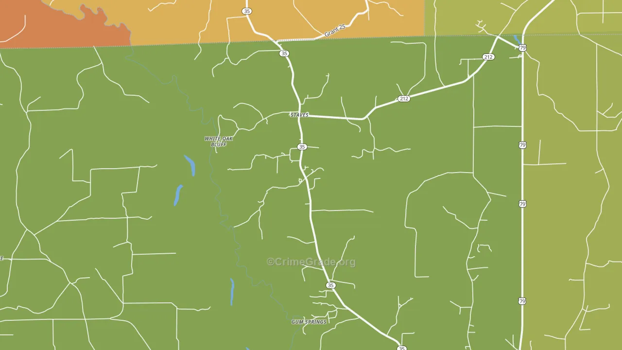 Staves, AR Map of Burglary Rates