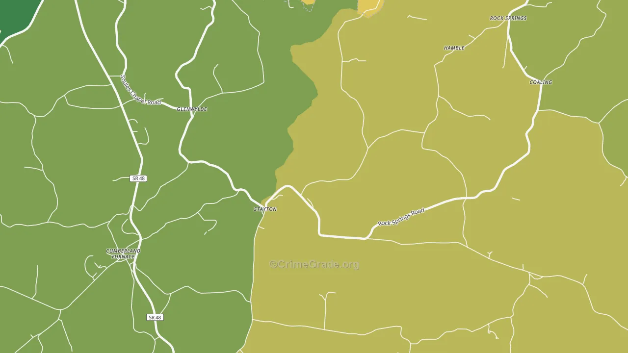 Stayton, TN Map of Burglary Rates