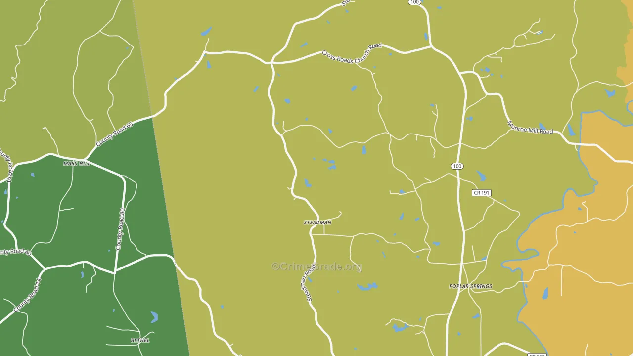 Steadman, GA Map of Burglary Rates