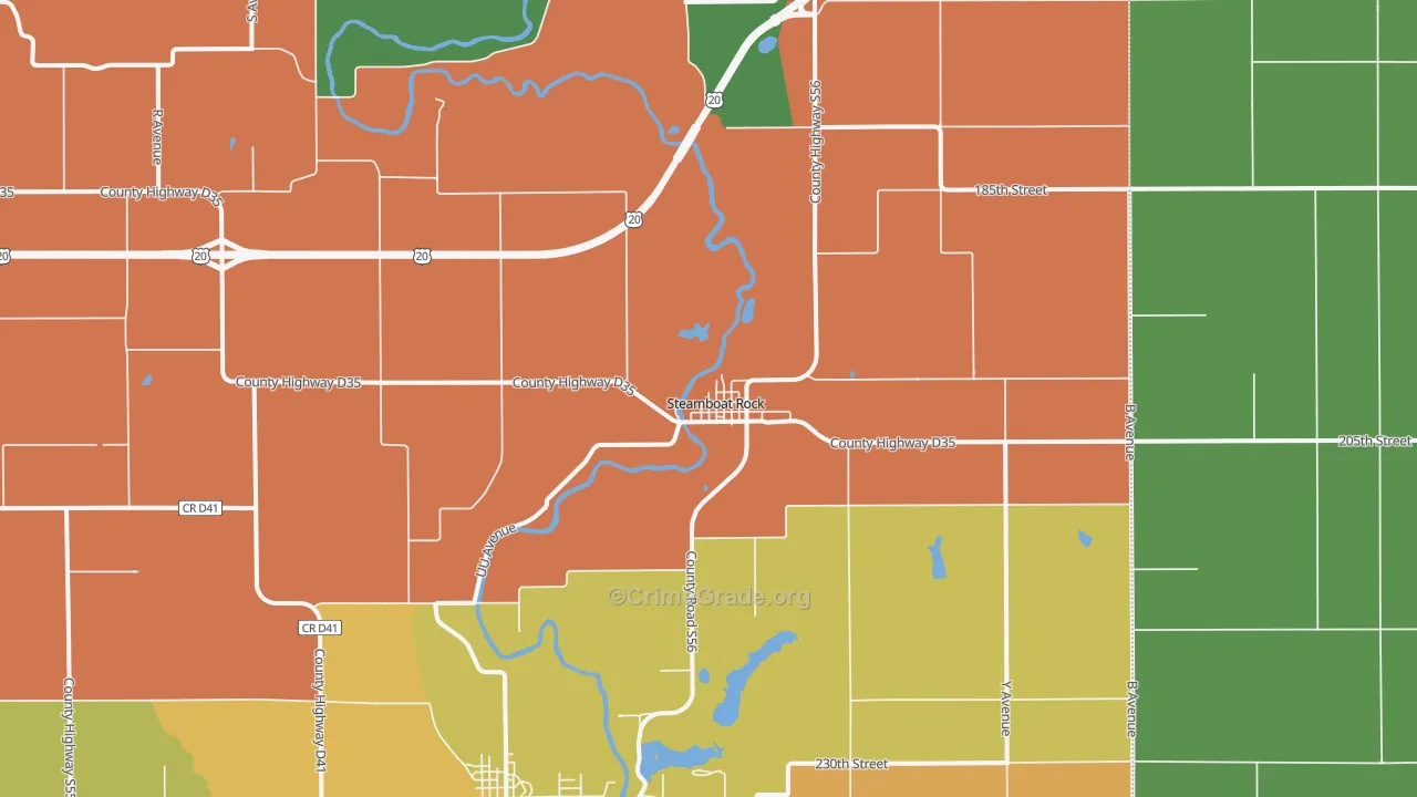 Steamboat Rock, IA Map of Burglary Rates
