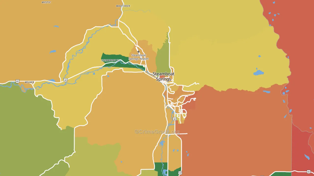Steamboat Springs, CO Map of Burglary Rates