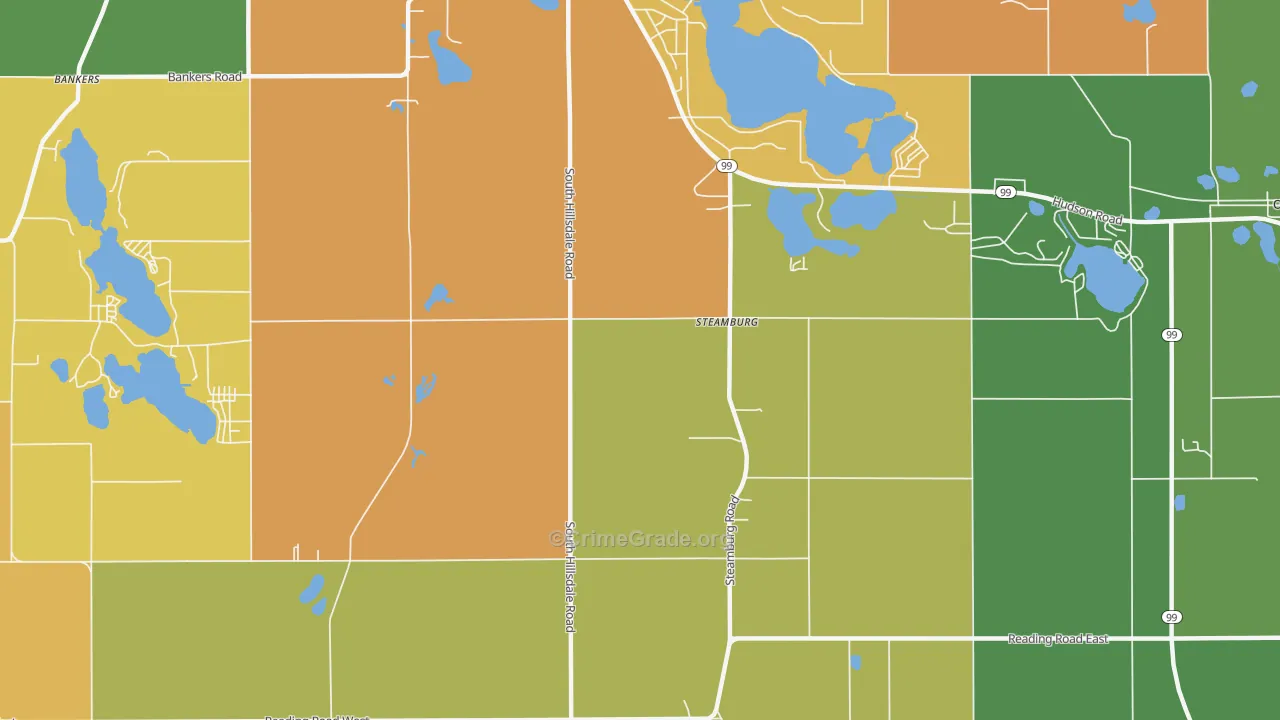 Steamburg, MI Map of Burglary Rates