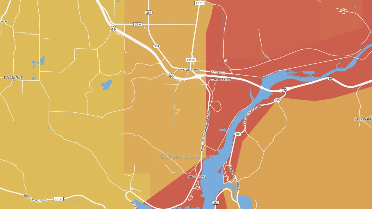 Steamburg, NY Map of Burglary Rates