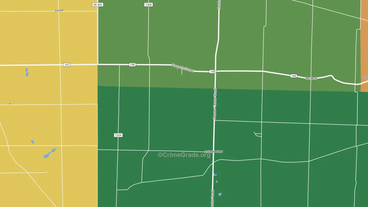 Steamburg, PA Map of Burglary Rates