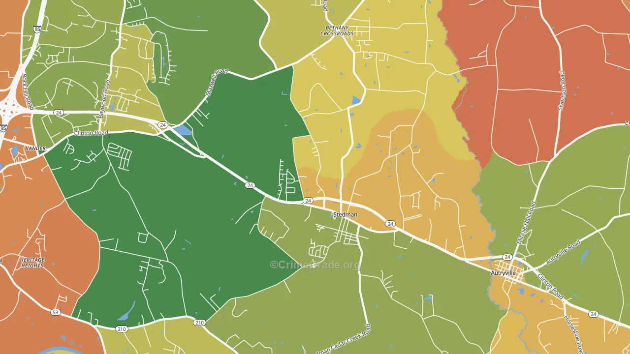 Stedman, NC Map of Burglary Rates
