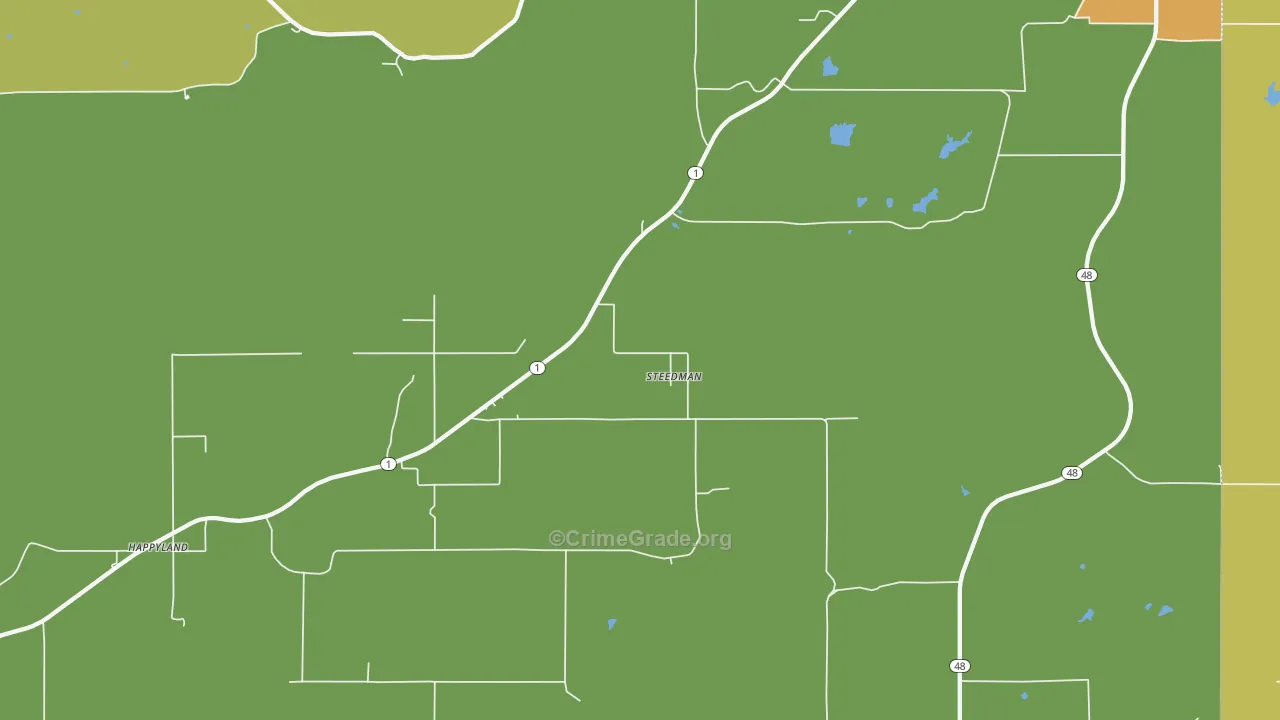 Steedman, OK Map of Burglary Rates