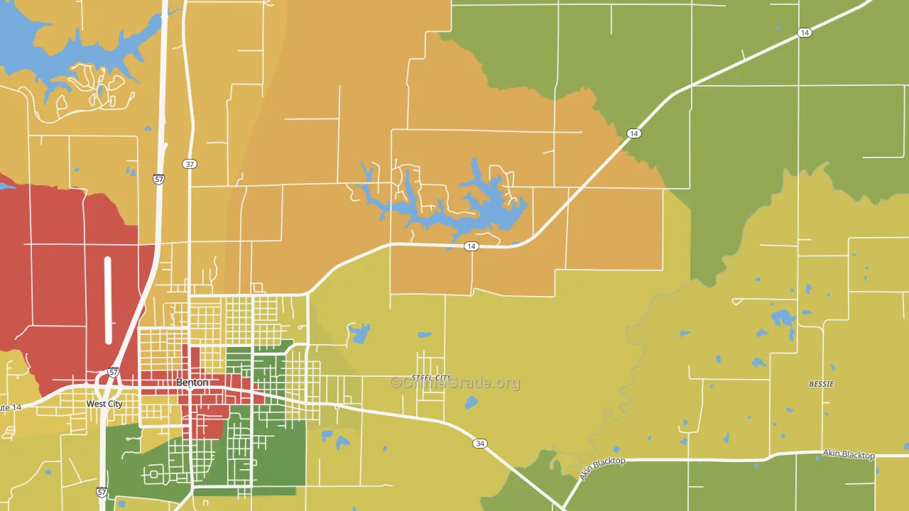 Steel City, IL Map of Burglary Rates