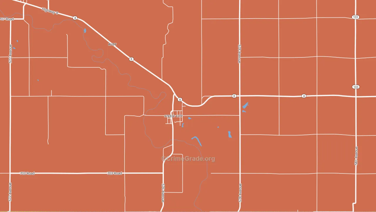 Steele City, NE Map of Burglary Rates