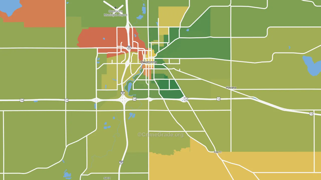 Steele County, MN Map of Burglary Rates