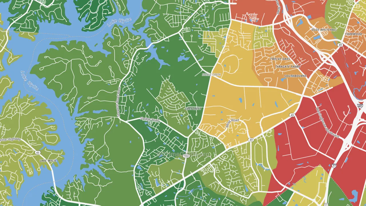 Steele Creek, Charlotte, NC Map of Burglary Rates