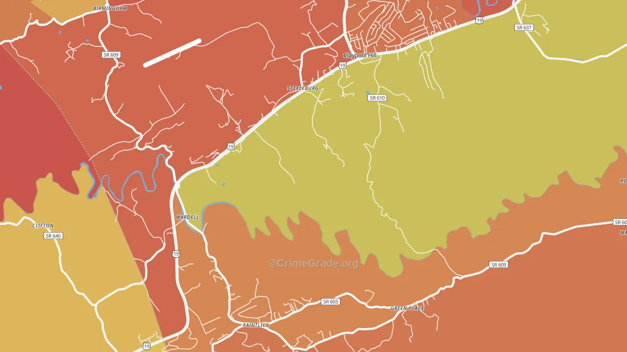 Steeleburg, VA Map of Burglary Rates