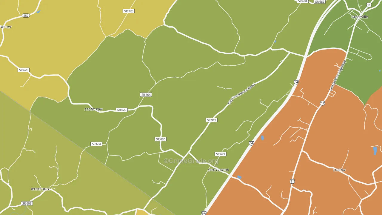 Steeles Tavern, VA Map of Burglary Rates