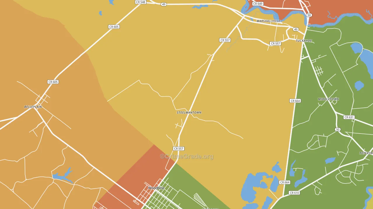 Steelmantown, NJ Map of Burglary Rates