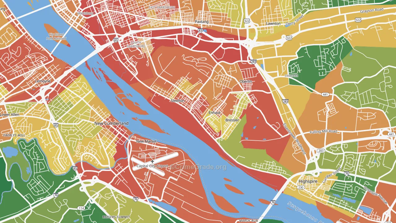 Steelton, PA Map of Burglary Rates