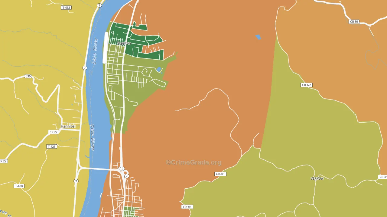 Steelton, WV Map of Burglary Rates