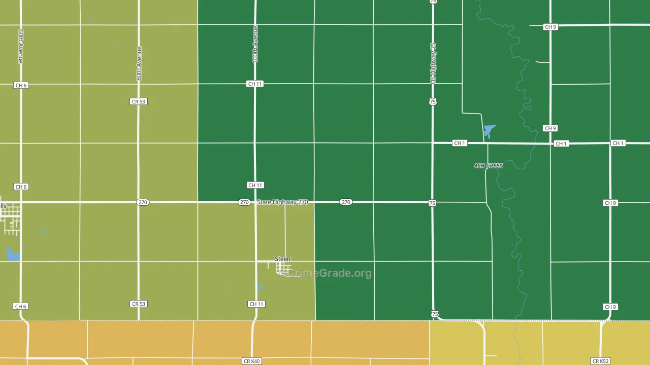 Steen, MN Map of Burglary Rates