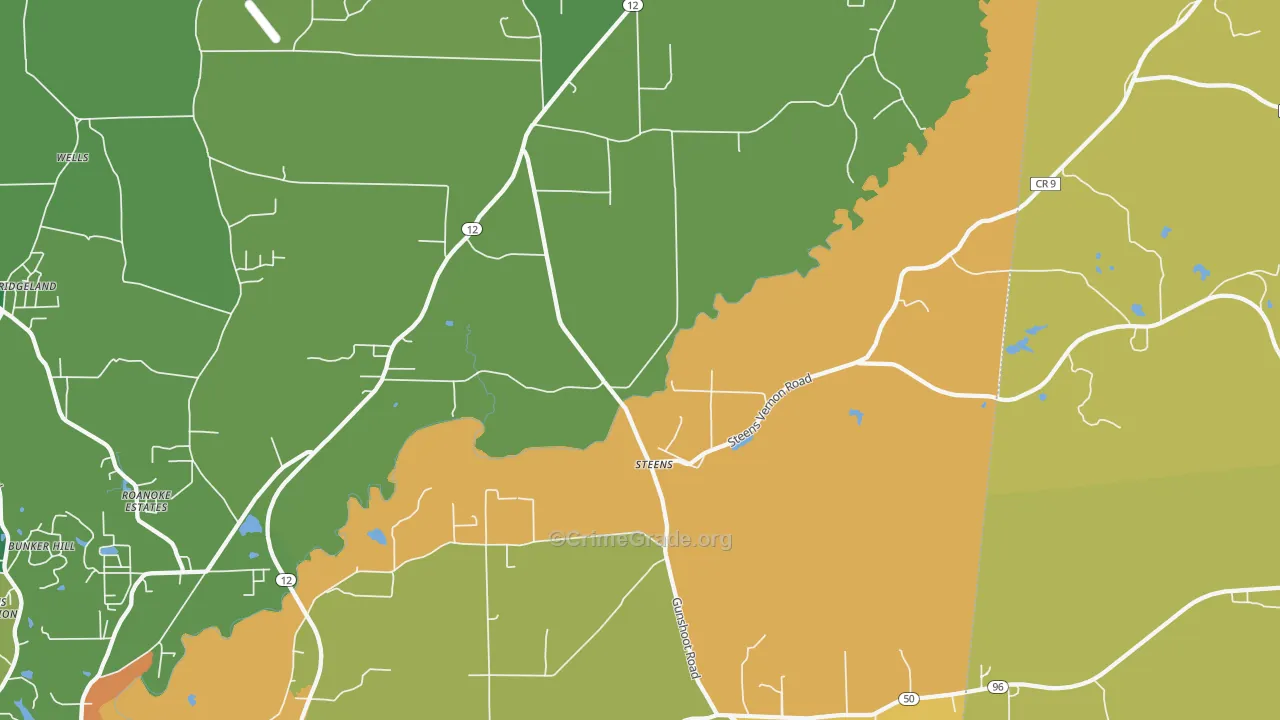 Steens, MS Map of Burglary Rates