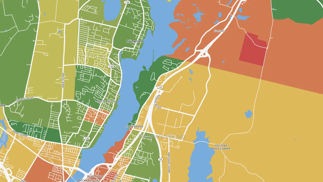 Steep Brook, Fall River, MA Map of Burglary Rates