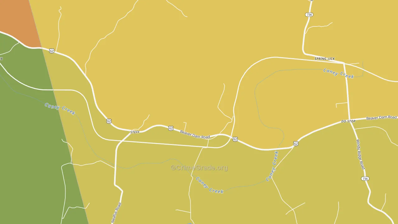 Steff, KY Map of Burglary Rates