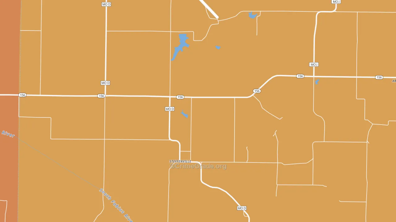 Steffenville, MO Map of Burglary Rates