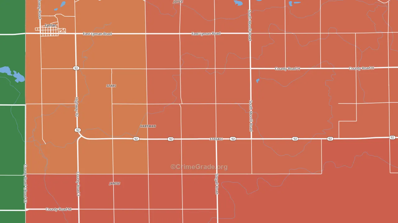Stegall, NE Map of Burglary Rates