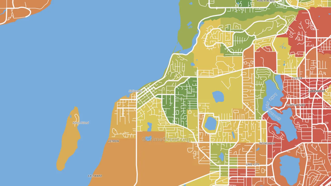 Steilacoom, WA Map of Burglary Rates
