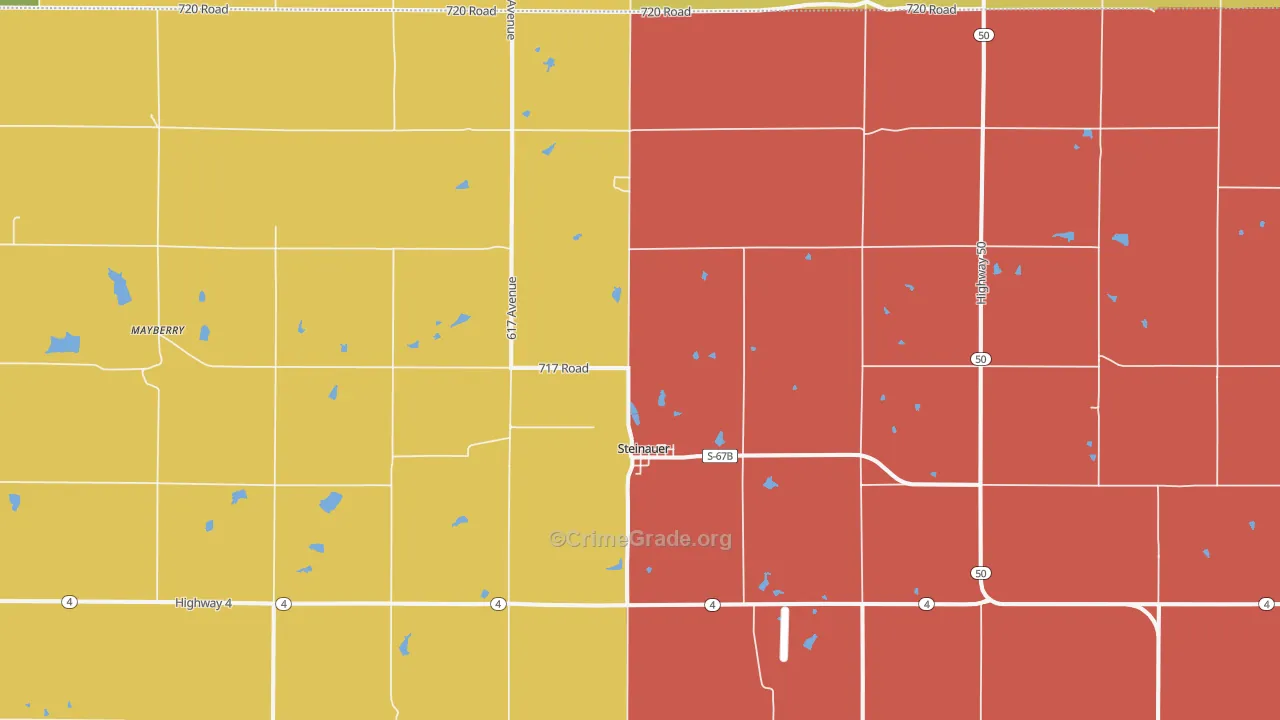 Steinauer, NE Map of Burglary Rates