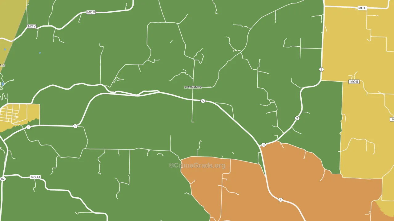 Steinmetz, MO Map of Burglary Rates