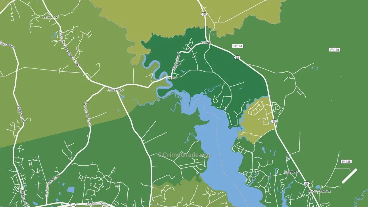 Stella, NC Map of Burglary Rates
