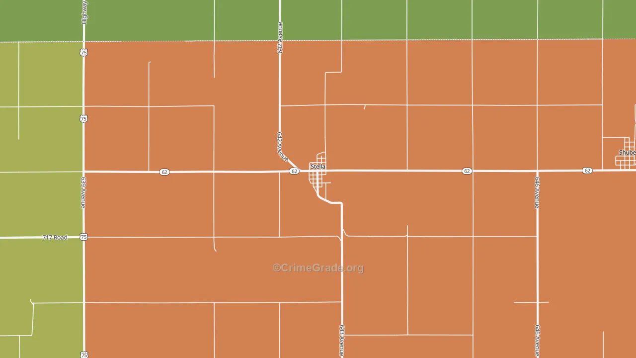 Stella, NE Map of Burglary Rates