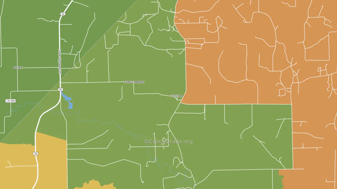 Stellar, TX Map of Burglary Rates