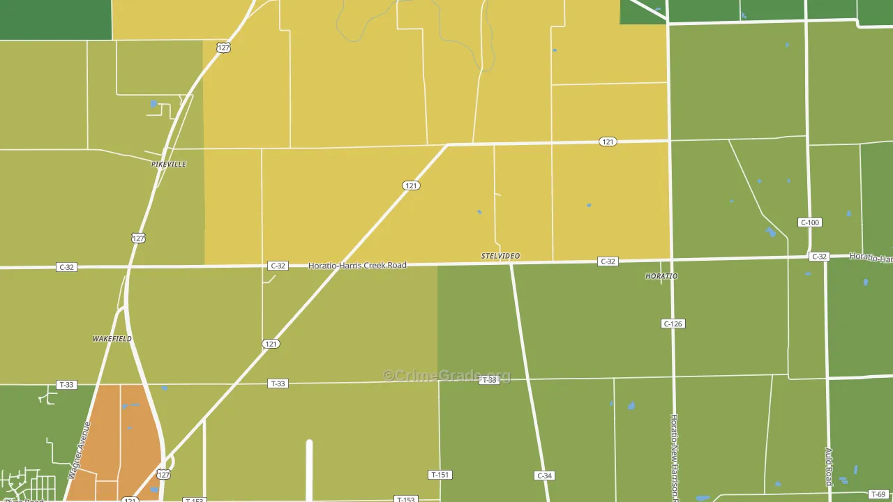 Stelvideo, OH Map of Burglary Rates
