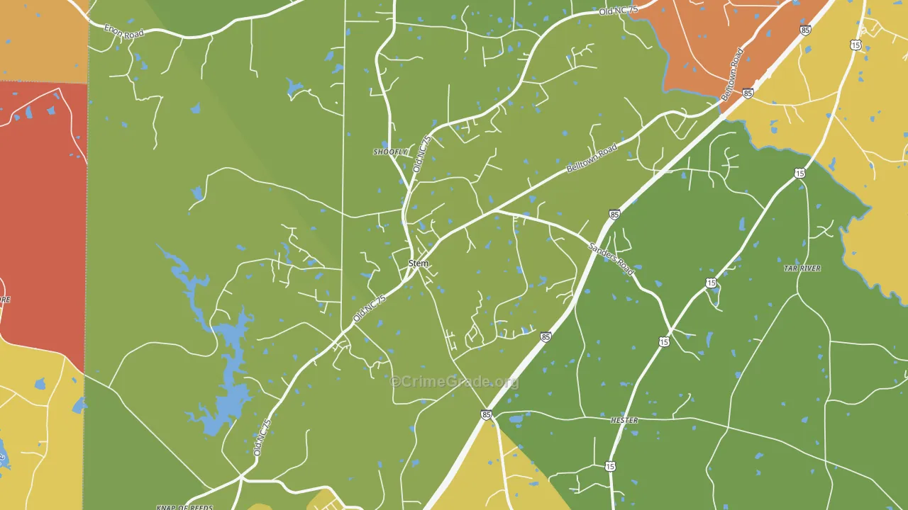 Stem, NC Map of Burglary Rates