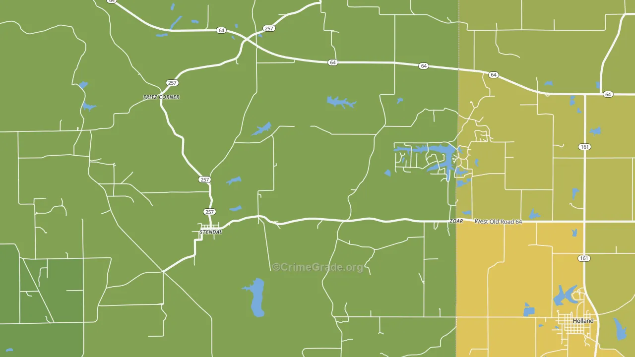 Stendal, IN Map of Burglary Rates