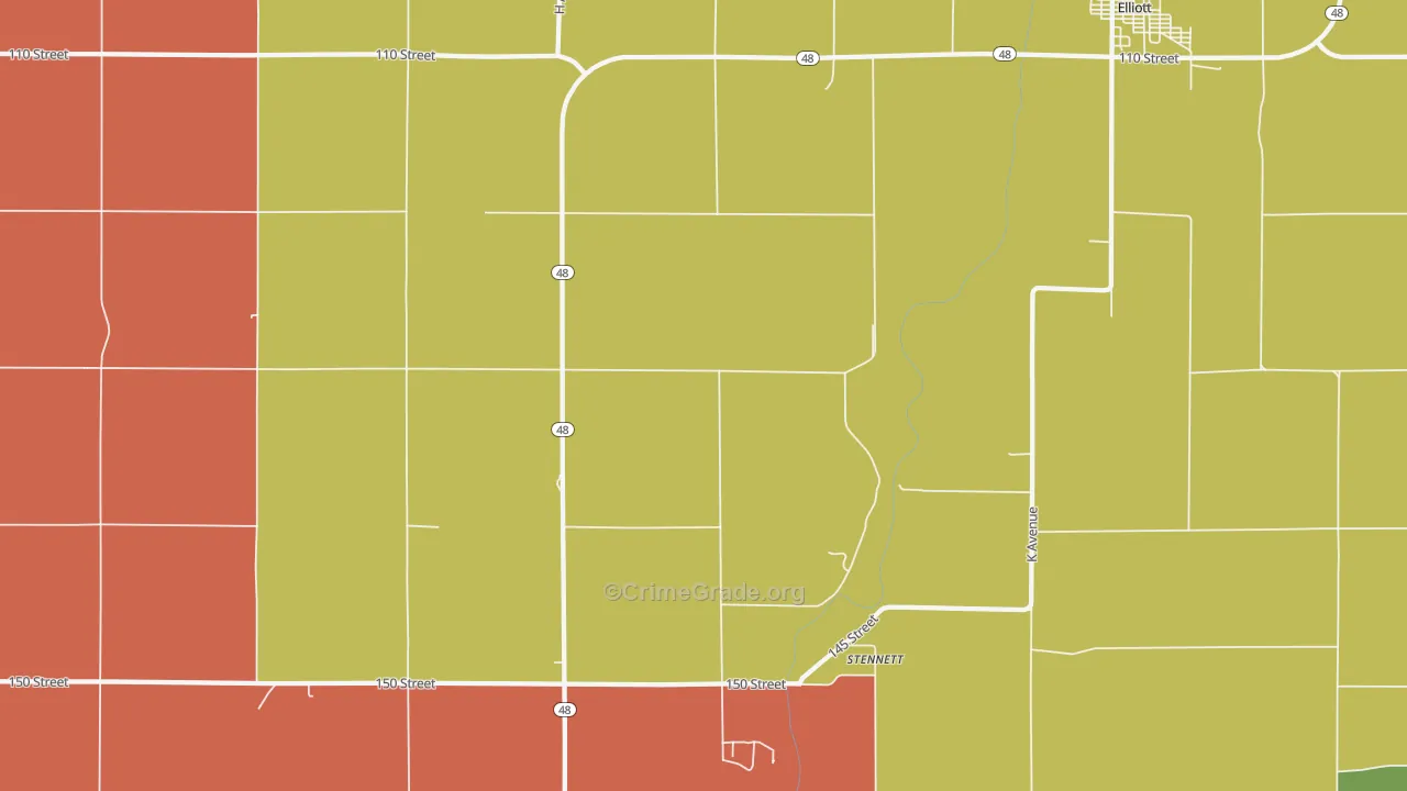 Stennett, IA Map of Burglary Rates