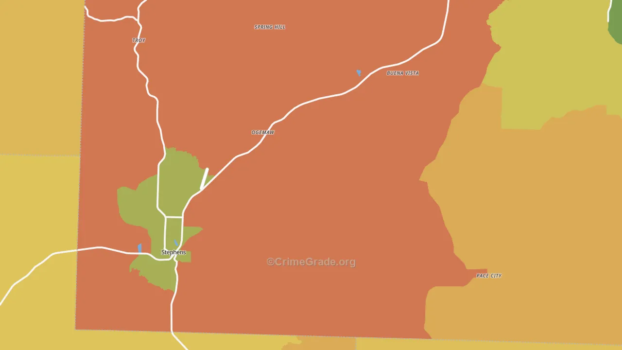 Stephens, AR Map of Burglary Rates